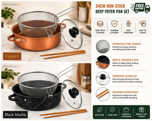 Non stick chip pan deep - deep, fat